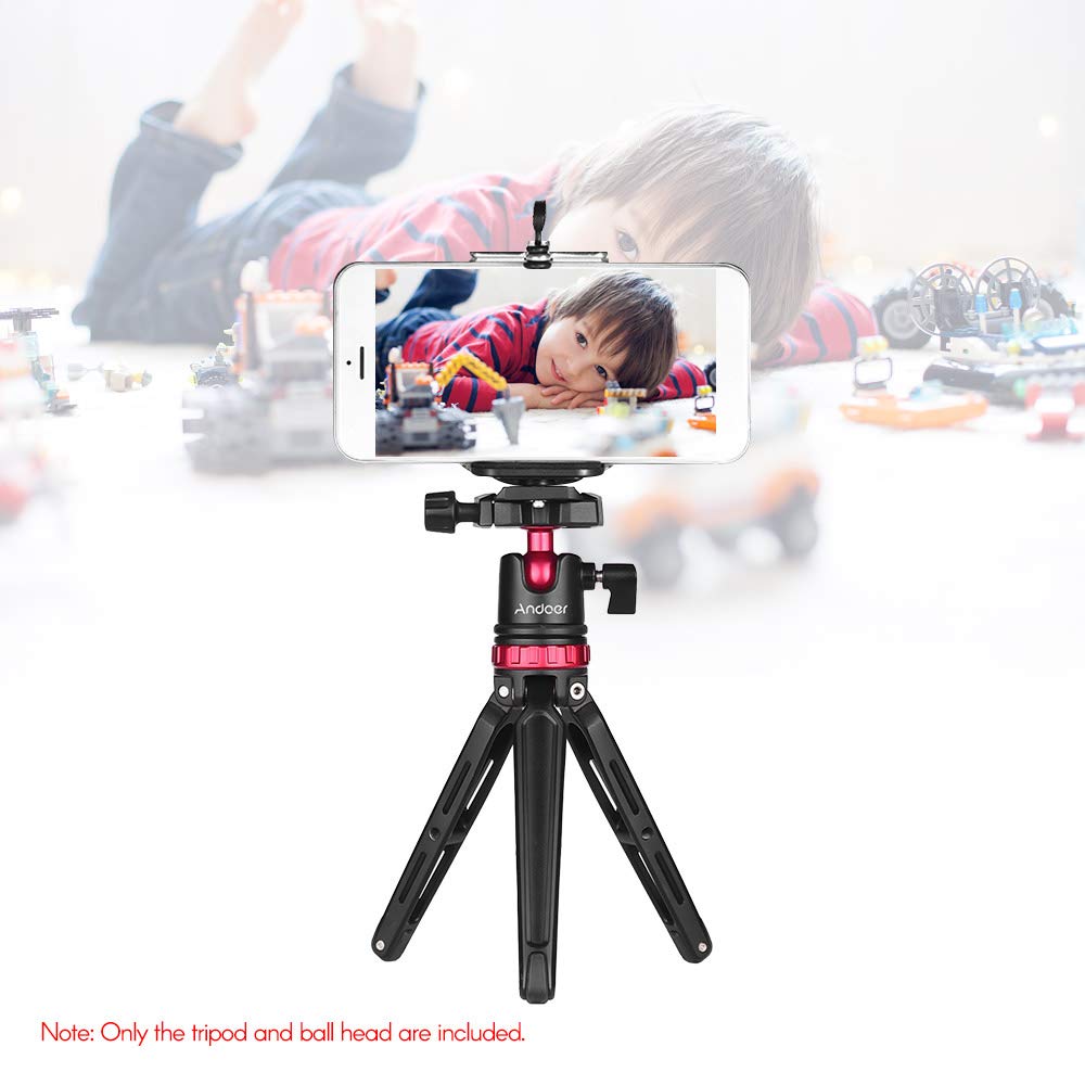 Andoer Mini statyw stołowy z panoramiczną głowicą kulową, głowicą kulową, płytką szybkozłączną, poziomica, śruba 1/4 cala, do GoPro Hero 6/5/4/3+ do Yi Lite 4K