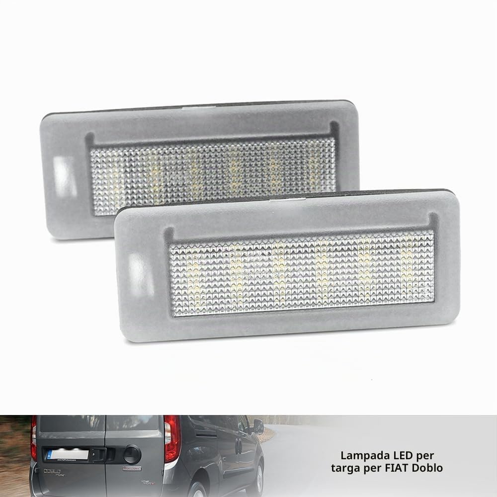 Luci targa LED per F.iat Doblo 2010-2022 Op.el Combo D 2012-2018 Barn Door Models, accessori luce posteriore bianca LED per targa e fanale, senza errori CANBUS, 2 pezzi