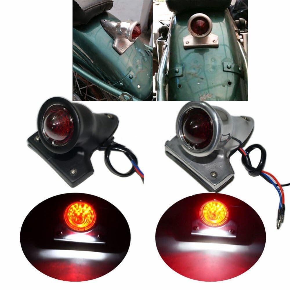 Pasuje do Cafe Racer Chopper Bobber motocykl czerwony tylny tylny hamulec lampa światła stopu Retro tylne światło tylne światło hamowania