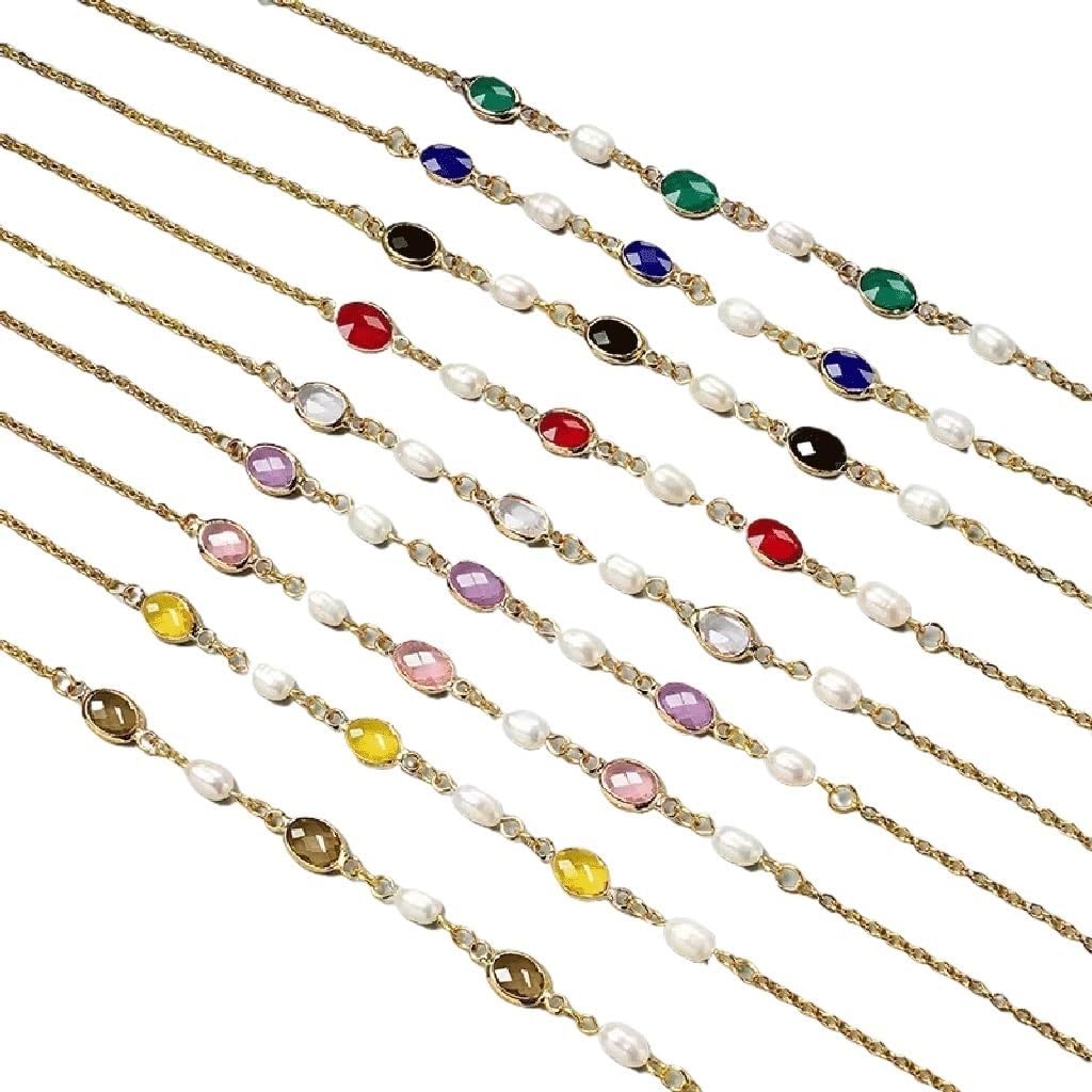 Pearl Glasses Chain Crystal Anti Drop Neck Hanging Glasses Rope(Transparent White)