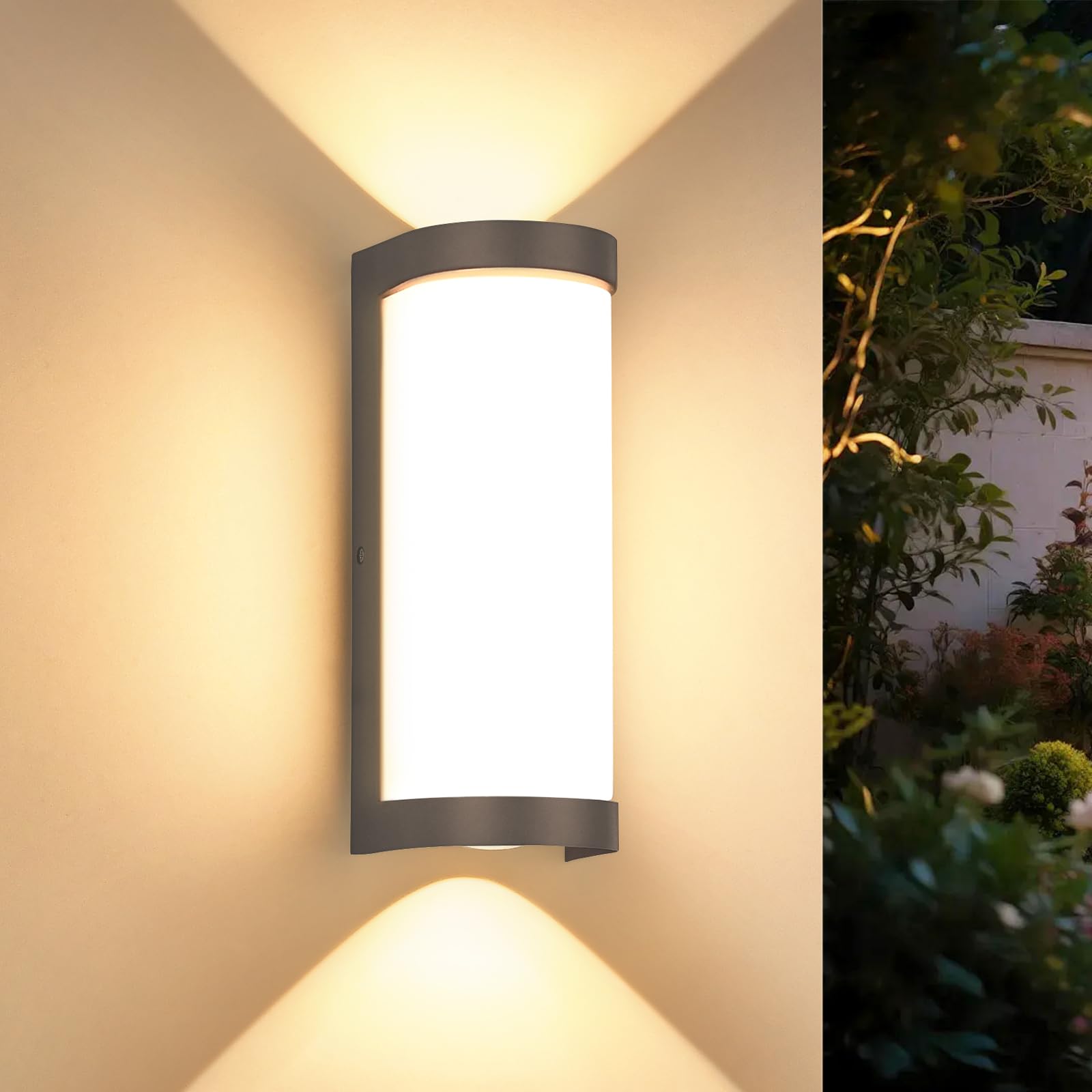 YindaLux Lampa LED 24 W, antracyt, IP65, wodoszczelna 3000 lm, do użytku wewnętrznego/Estern, 3000K Bianco Luci da Estern, aplikacja Alluminio na taras, wejście, Corridoio