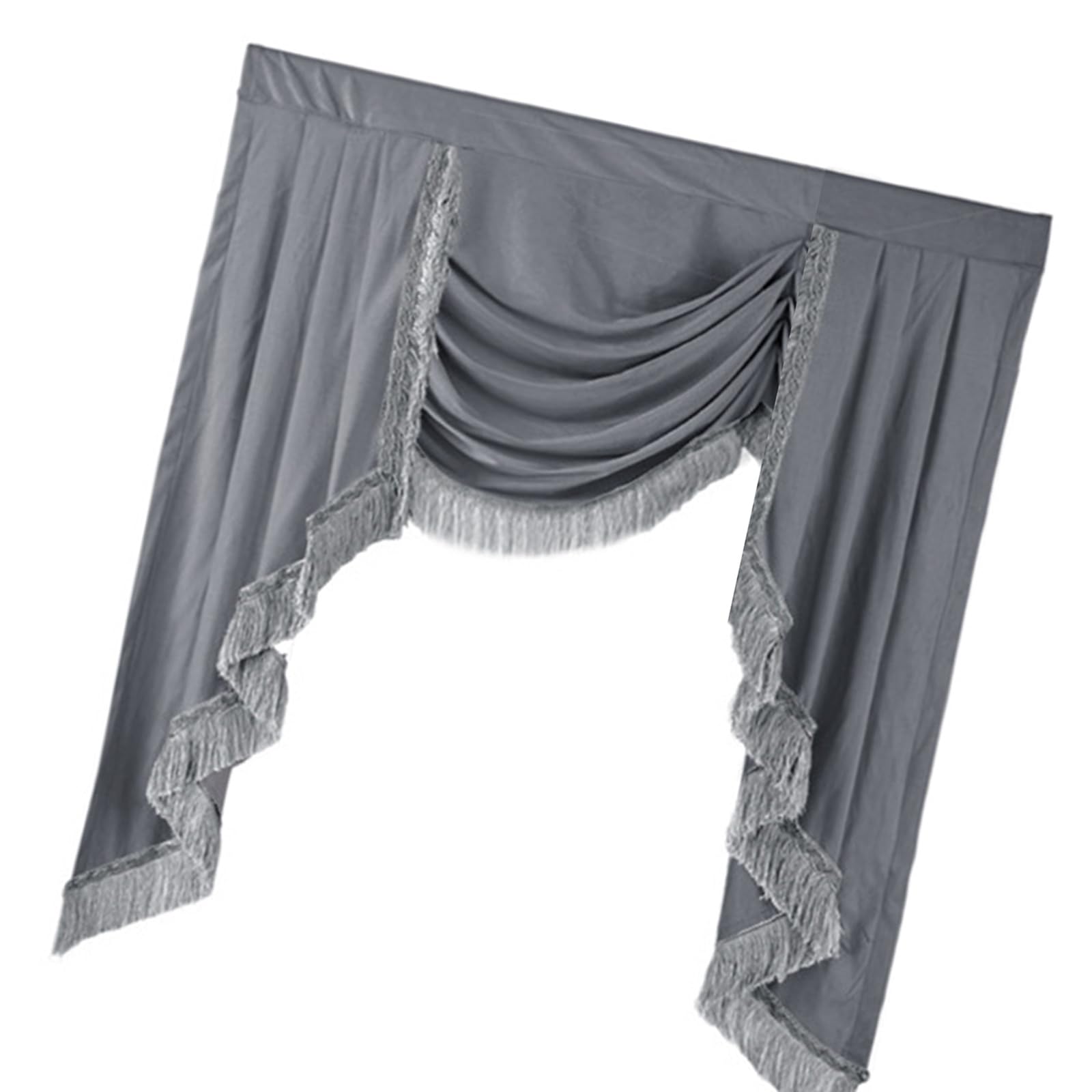 Buxuaaaa Heat Insulating Blackouts Valance Curtains with Embellished Tasseled Edges Wrinkles Resistant Drapes Modern Curtains