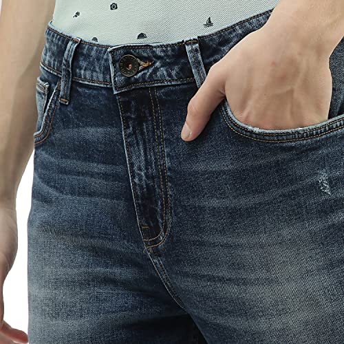Image of UNITED COLORS OF BENETTON Men's Mid Rise Carrot Fit Jeans