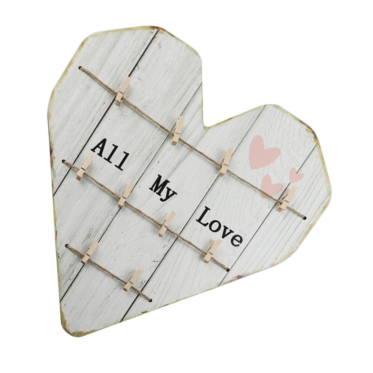 Alipis Cuore in Legno Portafoto da Parete, Stile Rustico Beige, per Matrimonio e Anniversario, Decorazione per Foto e Casa