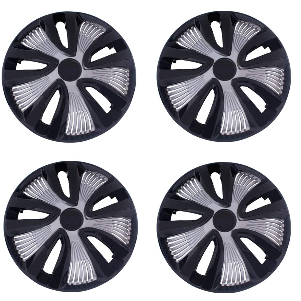MIZZEO Hotwheelz Car Wheel Cover 12 inches for Tata Nano (Black & Silver, Set of 4) Amazon.in
