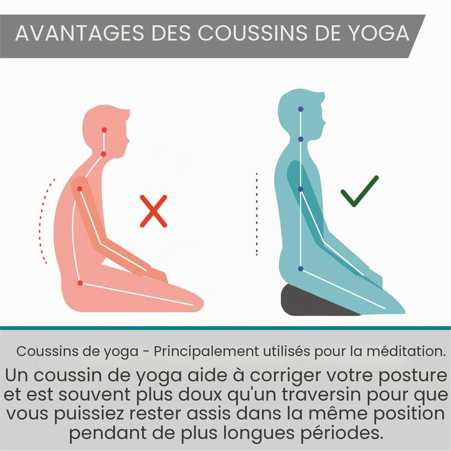 Yoga Studio Zafu Coussin de méditation rond plissé - Motif feuille de lotus