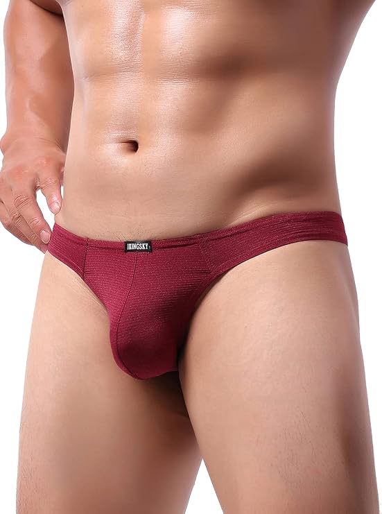 iKingsky Men's Spandex Thong Sexy T-back Breathable Underwear Low Rise Under Panties for Men