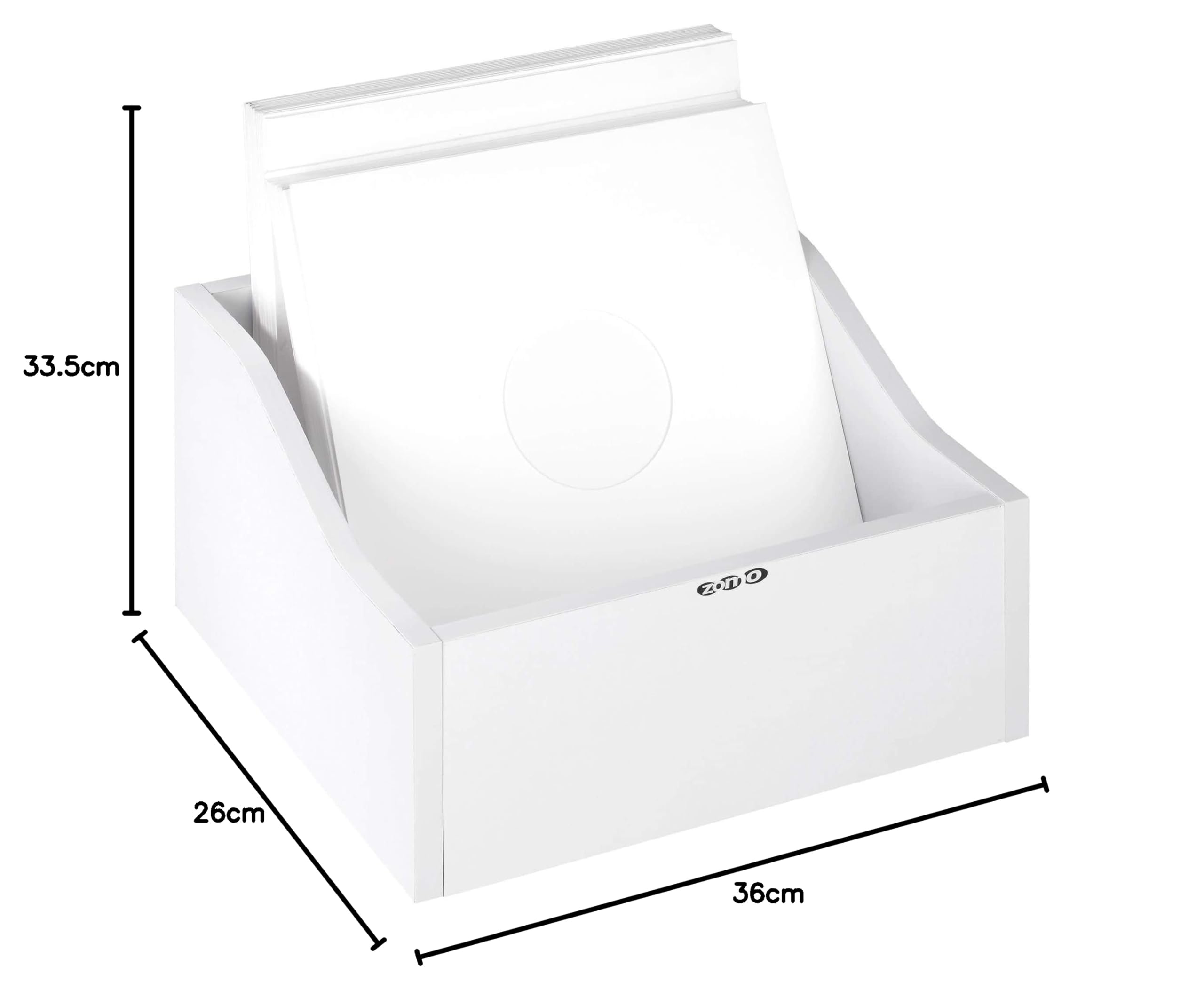 Zomo VS 100/1, Scatola per dischi in vinile, Bianco, 360 x 260 x 335 mm