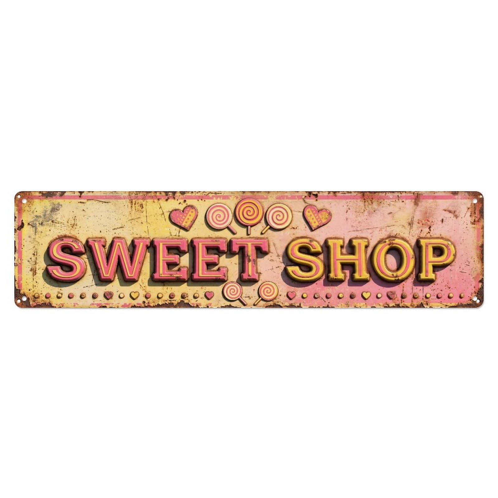 SWEET SHOP Candy Heaven Metal Tin Skinny Sign Plaque Wall Decor for Cafe, Club Bar, Office, Home Garden Metal Poster 4x16Inch
