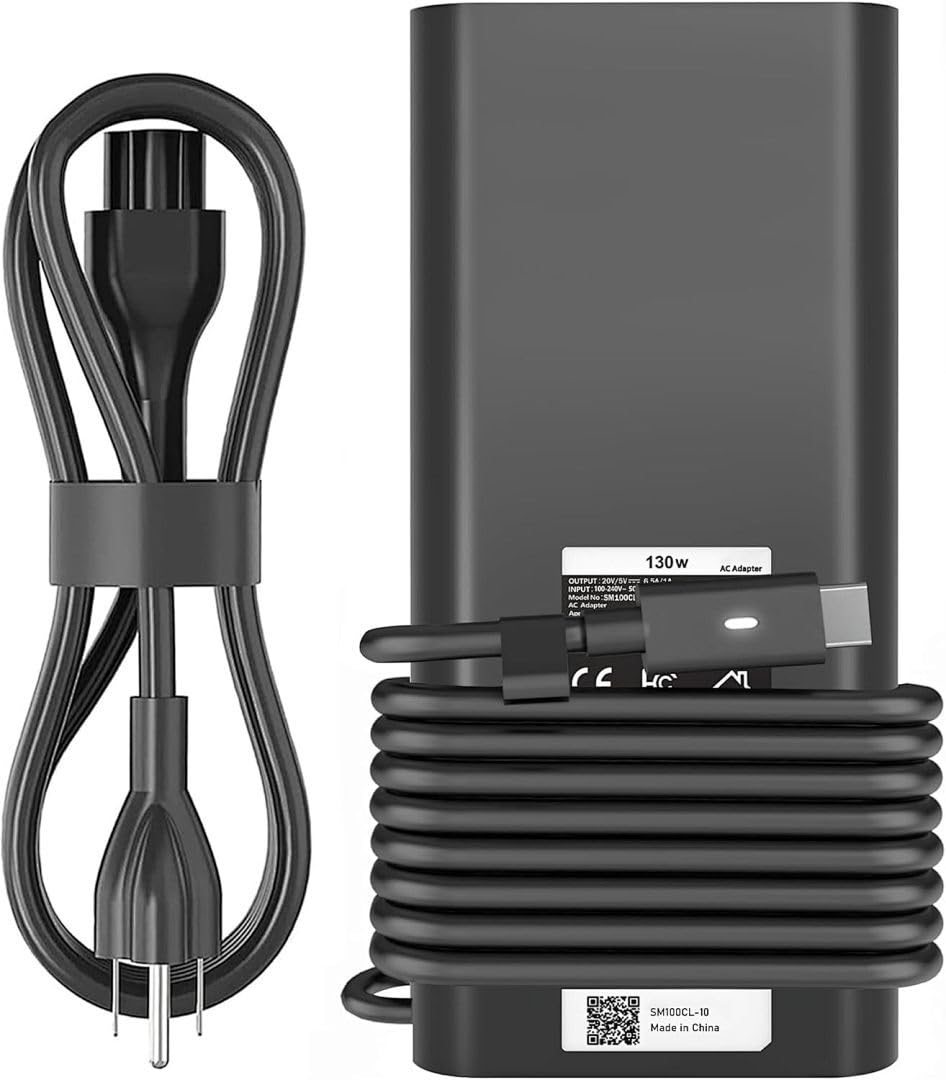 Photo 1 of 130W USB C Laptop Charger Compatible with Dell Precision 5570 5560 5550 5530 5760 5750 3560 Latitude 7410 7310 7210 9410 9510 5420 5520 5510 XPS 15 17 2in1 9575 9500 9700 Power Cord