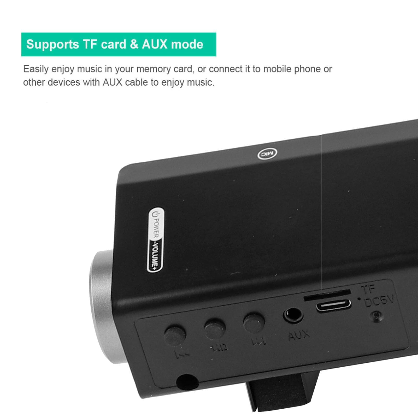 Dpofirs Soundbar, Soundbar TV z Bezprzewodowym Subwooferem Stereo, Bezprzewodowy Głośnik 10 W 2.0 4.0 do TV, Karty TF, Aux, USB, Bas, Regulowany Dźwięk Przestrzenny do Kina Domowego