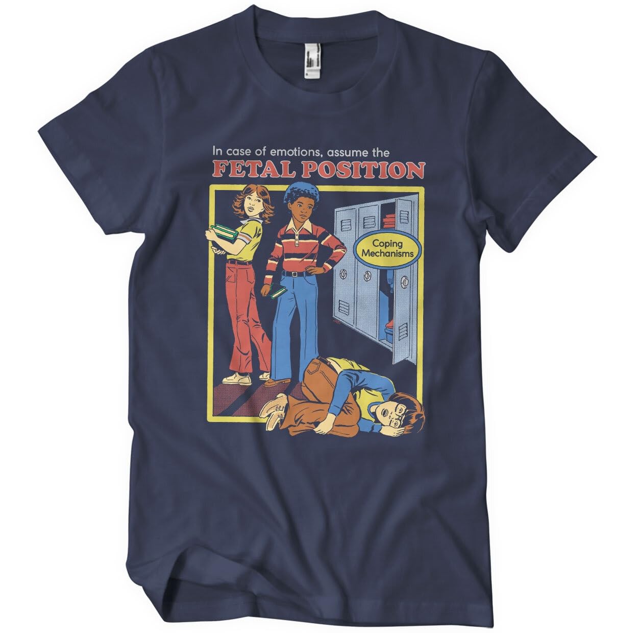 Steven Rhodes Officially Licensed The Fetal Position Mens T-Shirt (Navy), Small