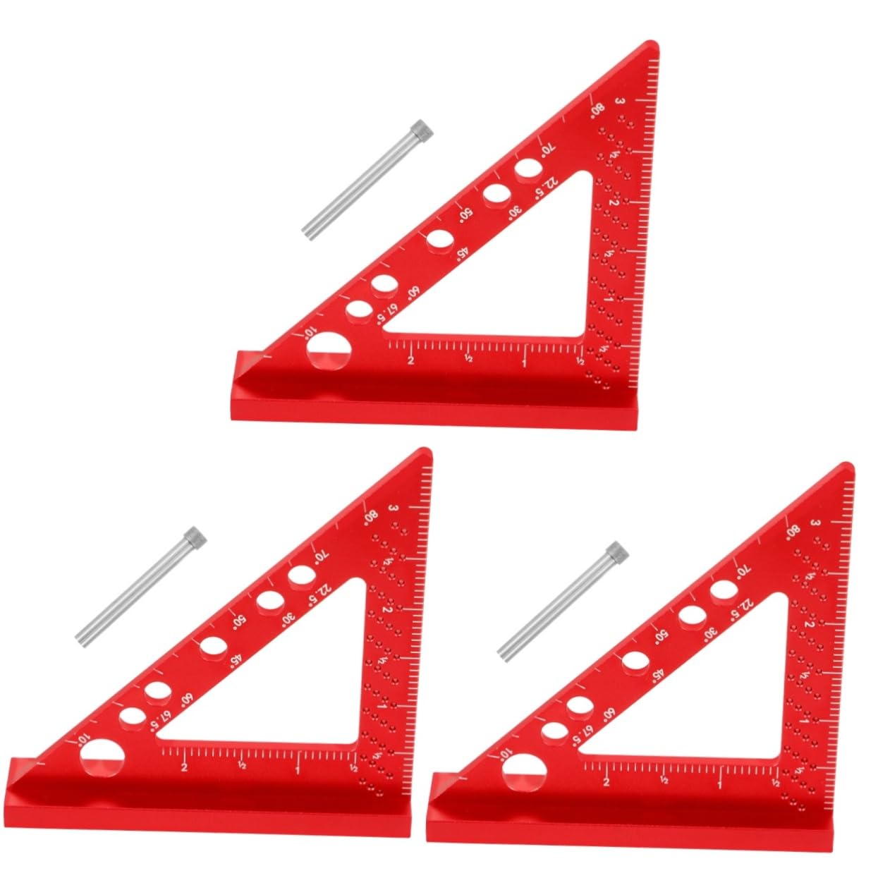 VILLCASE 3 Pezzi Righello Quadrato per Falegnameria con Precisi Strumento Misurazione per Carpentiere in Materiale Robusto per Progetti Professionali Hobbistici