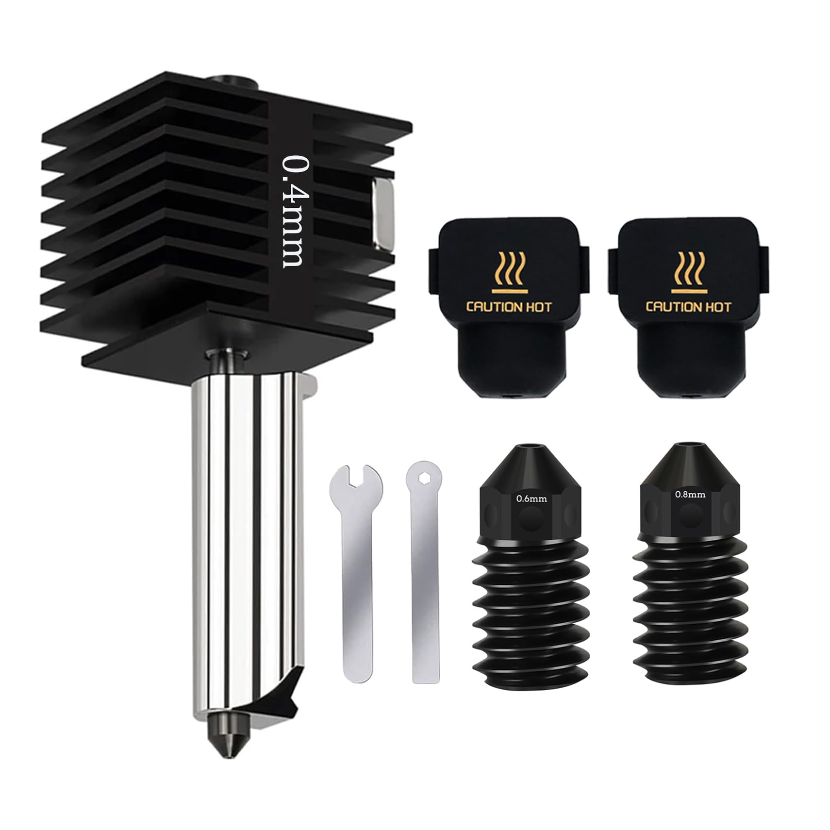 Upgrade Hotend Kit for Bambu Lab A1/A1 Mini, Hot End Assembly 0.4/0.6/0.8mm Hardened Steel Nozzle & Silicone Sock for Bambu Lab 3D Printer Part