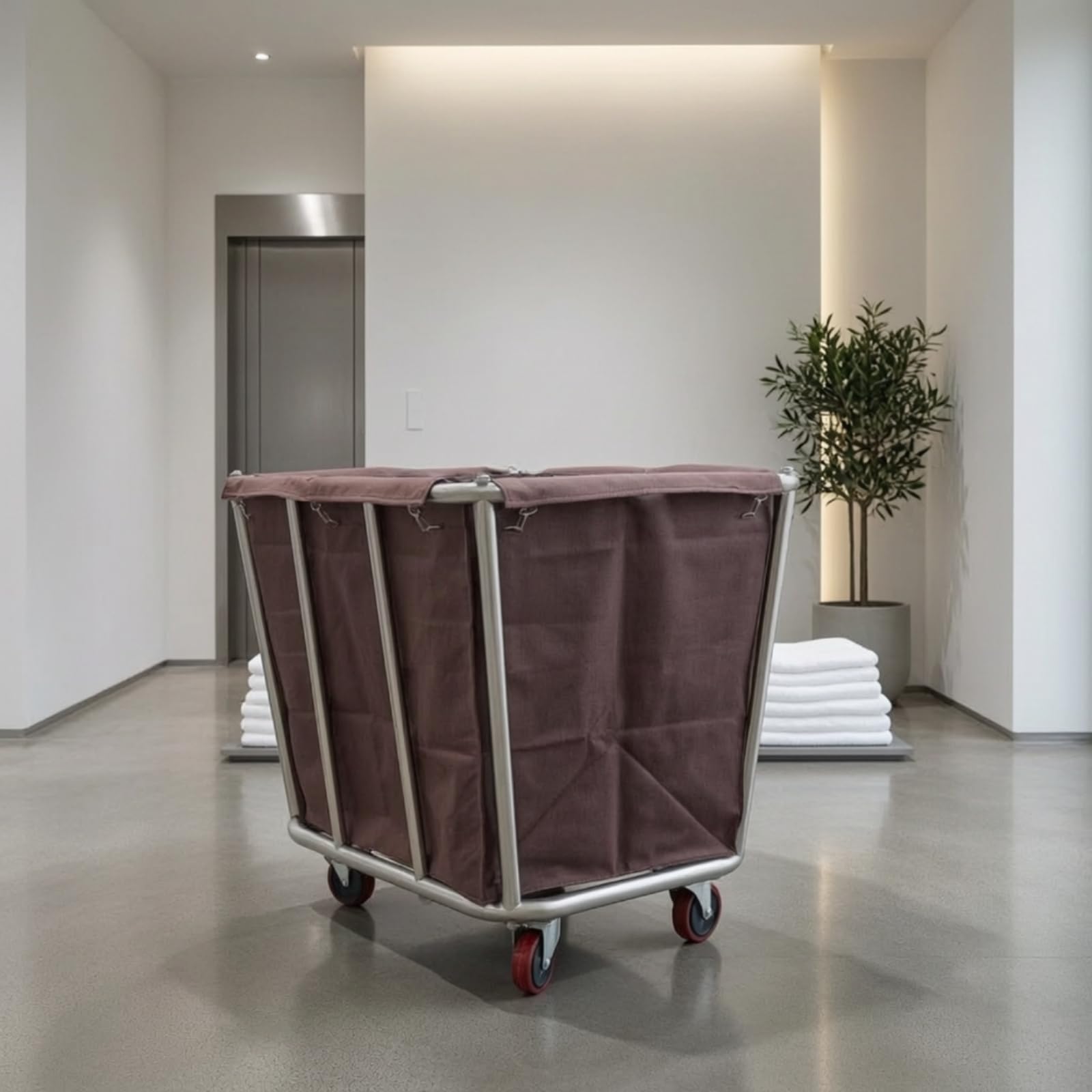 Carrello Portabiancheria in Acciaio Resistente Cesto Portabiancheria con Ruote Facile da Pulire per Lavanderia