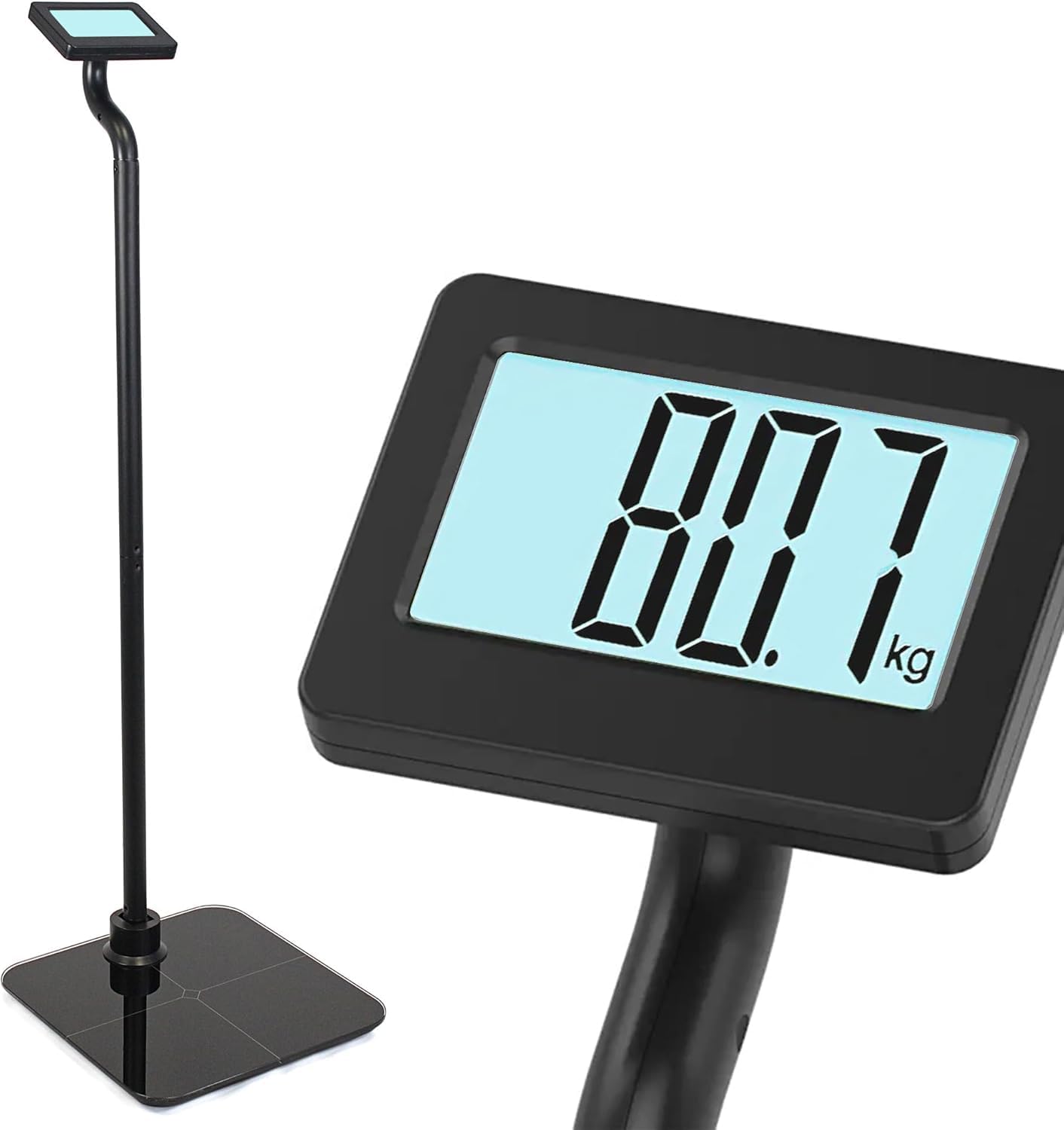 Vibell Pesa Persona Easy Reading con schermo ravvicinato – Bilancia, grande schermo e lettura in altezza, ultra piatta, grandi cifre, retroilluminazione – Carico massimo di 180 Kg, nero