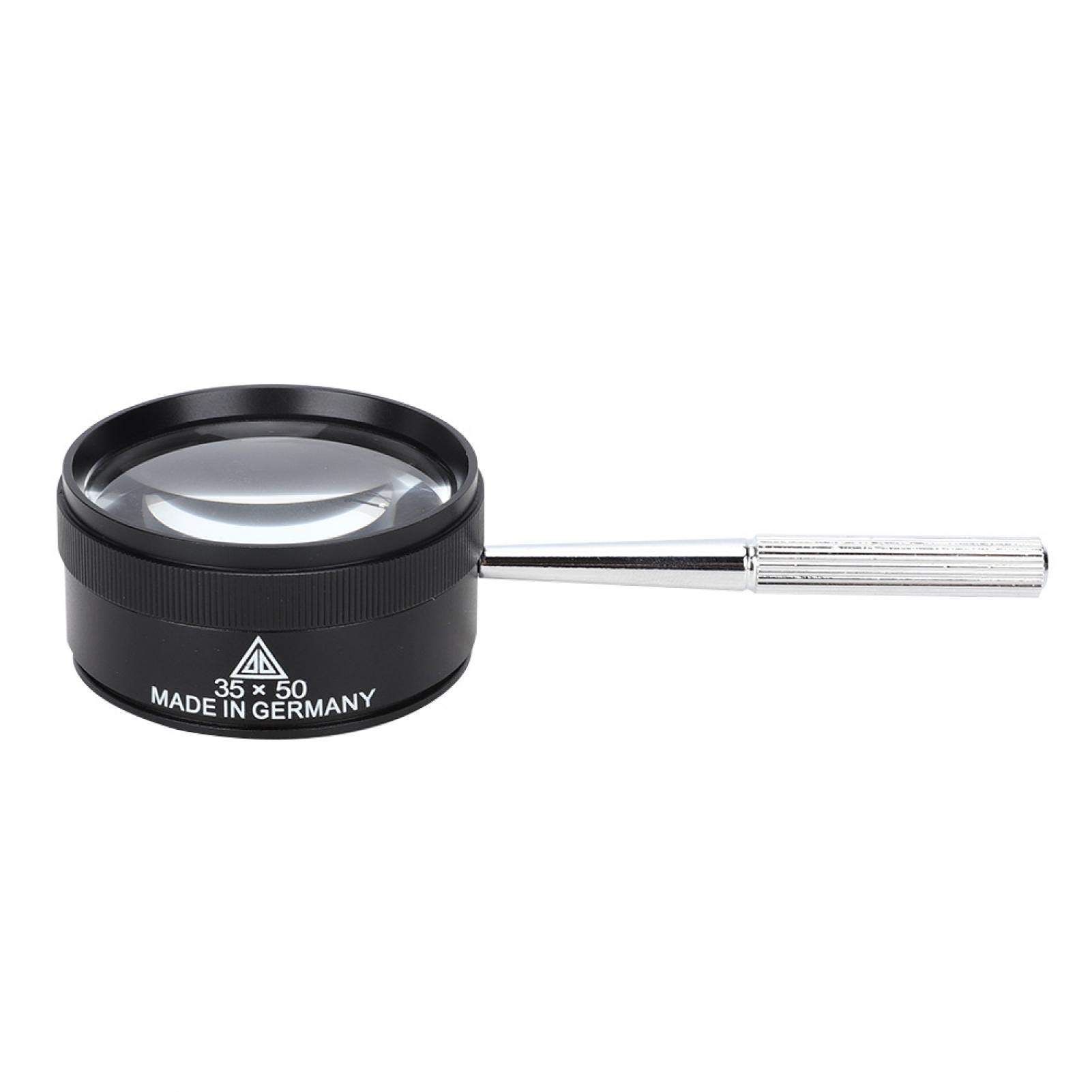 35X Portable Handheld Magnifier, Hand-Held Magnifying Glass with Metal Handle Jewelers Inspection Loupe Optical Magnifier Glass for Jewelry Identification Reading
