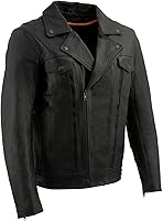 Vista 12 de Milwaukee Leather LKM1781 - Chaqueta de motocicleta clásica premium para hombre The Legend en negro con forro acolchado de piel
