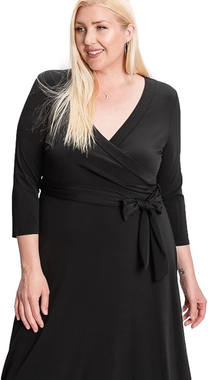 PacificPlex Womens Long Sleeve Wrap Solid Flowy Maxi Dress