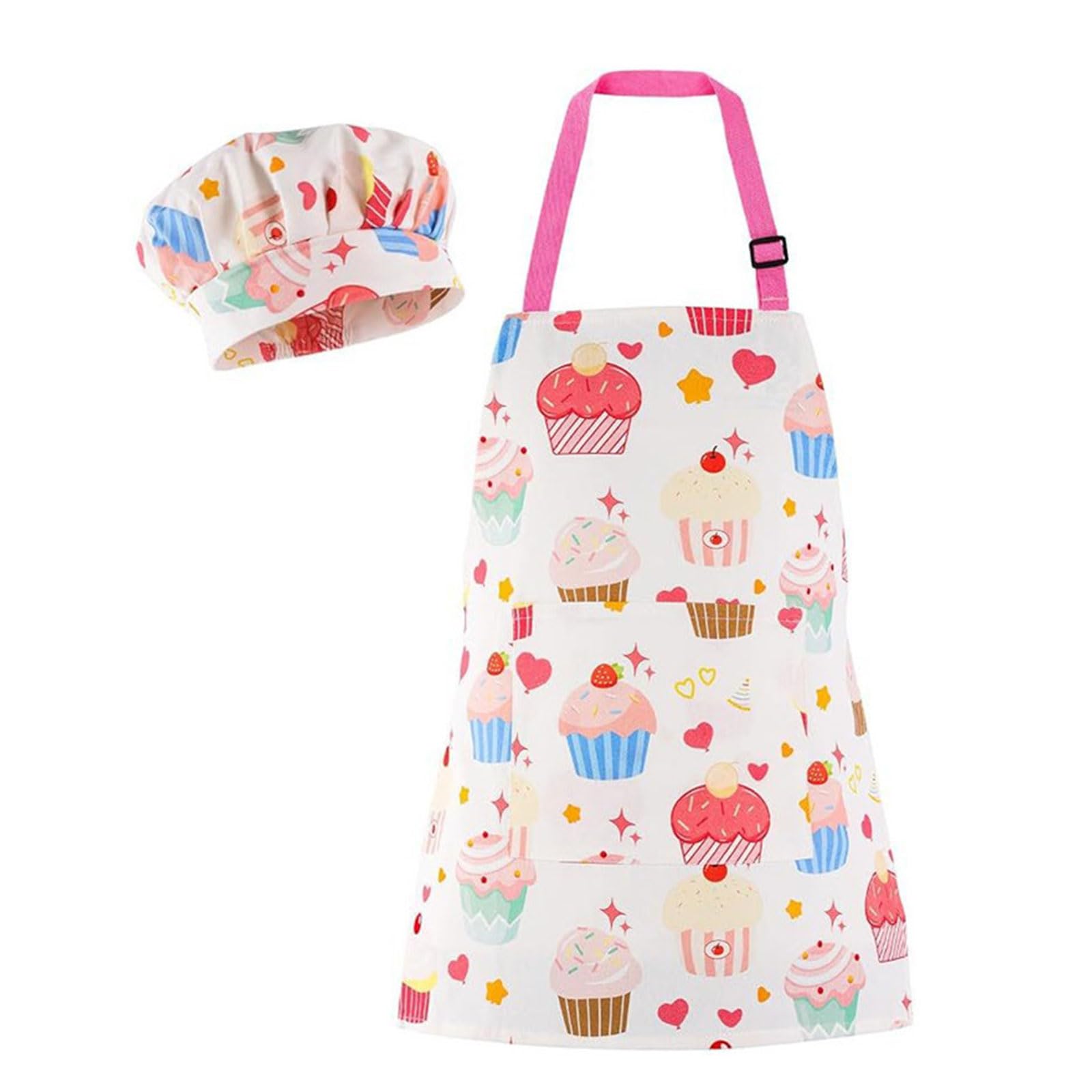 Buxuaaaa Multipurpose Children Apron with Cook Hat for Crafting Activity Cooking and Drawing Outdoor Gardening Fun Birthday Gift Toddler Painting Smock