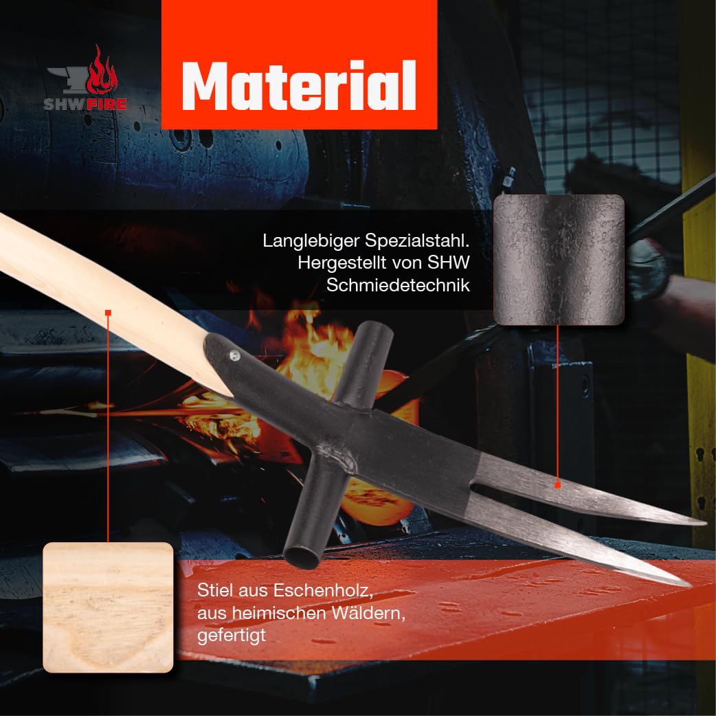 SHW-FIRE Ampferstecher 95cm - Geschmiedeter Stahl für die Unkrautbekämpfung | Made in Germany | Für Unkrautentfernung im Garten | Präzises Ausstechen von Ampfern und Unkraut | Schmiedequalität