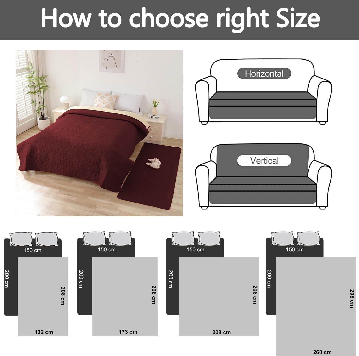 Taiyang Copridivano per Cani impermeabile, Coperta impermeabile per cani, protezione per mobili per bambini, bambini, cane, gatto, Con fondo in gomma antiscivolo (Rosso Vivo, 208-208 cm)