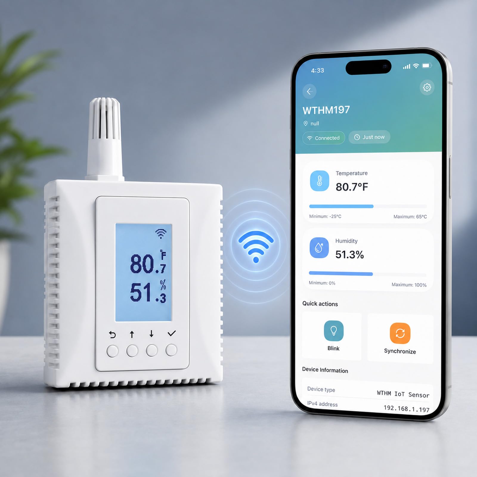 WiFi Temperatura Monitore Umidità, TERMOMETRO, Sensore Ambientale, Supporta MQTT, BACnet, SNMP, Modbus TCP, Home Assistant Ready, Email/IFTTT