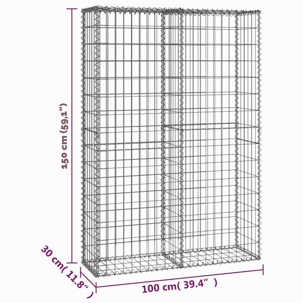 vidaXL Cesta para muro de gaviones de alambre galvanizado 150x100x30cm