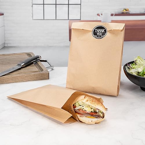Miniatura 3 de Restaurantware Bag Tek - Bolsas de papel de 7.1 x 3 x 11 pulgadas para aperitivos, 100 bolsas desechables para papas fritas, a prueba de grasa para