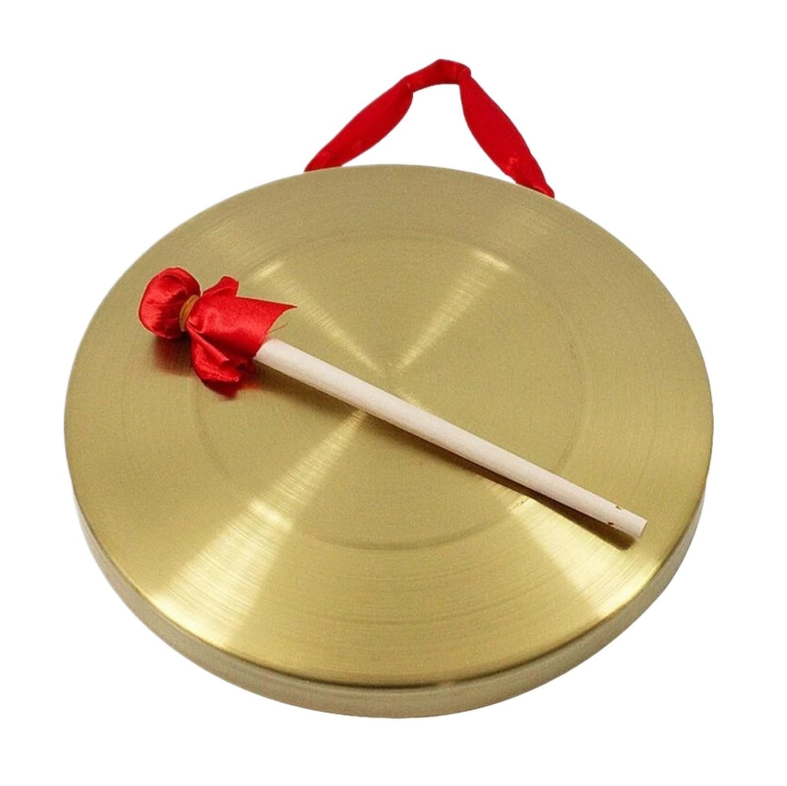 Címbalos chinos portátiles de latón, Gong chino de latón dorado de 15 a 32 cm con mazo de madera(22 cm)
