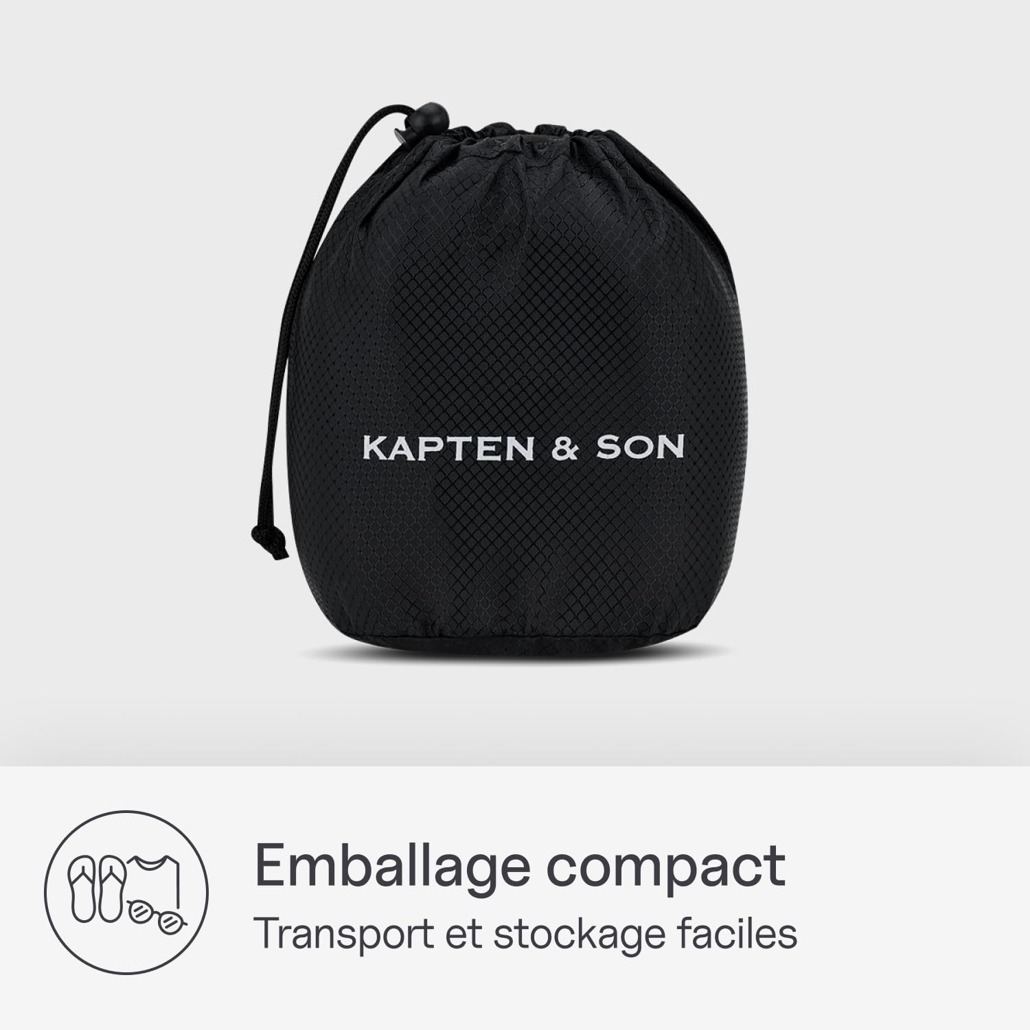 Kapten & Son Coussin de nuque motif avion All Black - Coussin de voyage noir - Avec mousse à mémoire de forme, fermeture et housse - Taille réglable - Coussin ergonomique