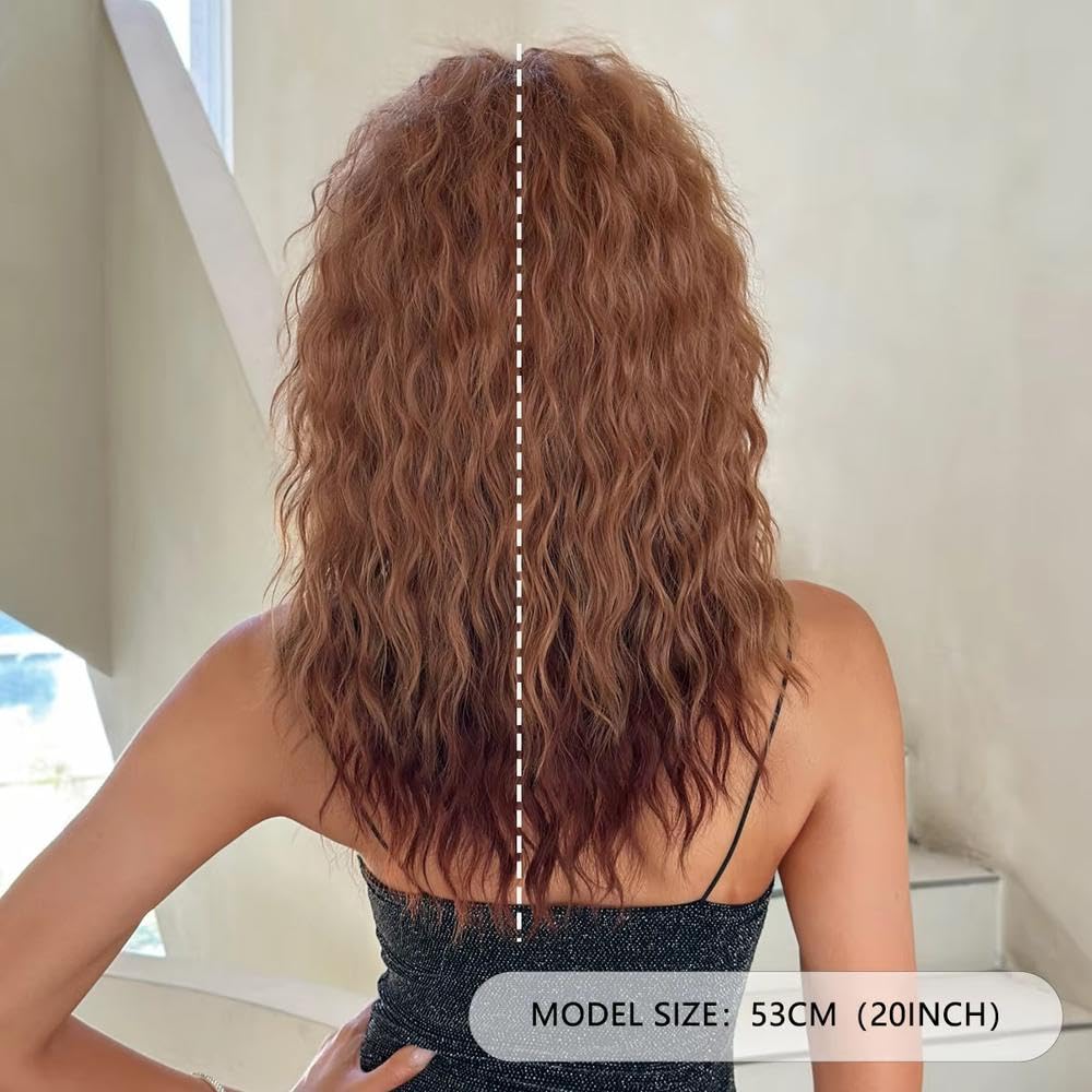 Haarpflege Schulterlange Mittellange Und Lange Wasserwellige Braune Perücke Für Frauen Schokoladenperücken Mit Air Bangs