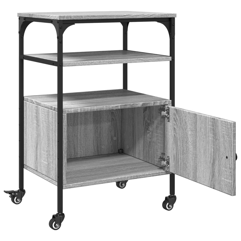 vidaXL Supporto Stampante 3 Piani Grigio Sonoma 50x40x76cm Multistrato