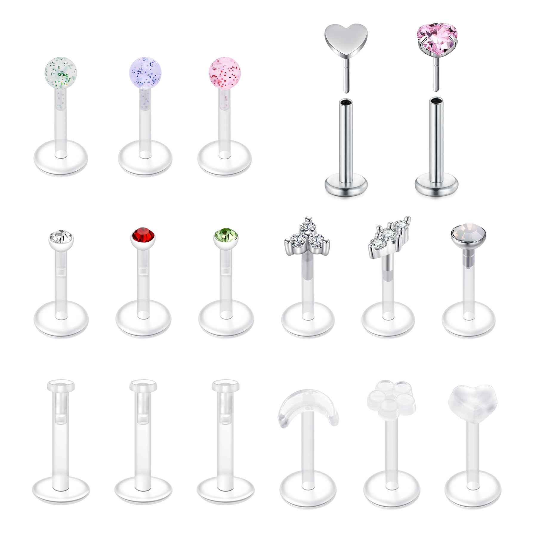VFUN 16G Tragus Piercing mit Schmetterling Schlange Diamond CZ Chirurgenstahl Helix Piercing Ohr Conch Piercing Stecker Ohrpiercing Damen Tragus Piercing