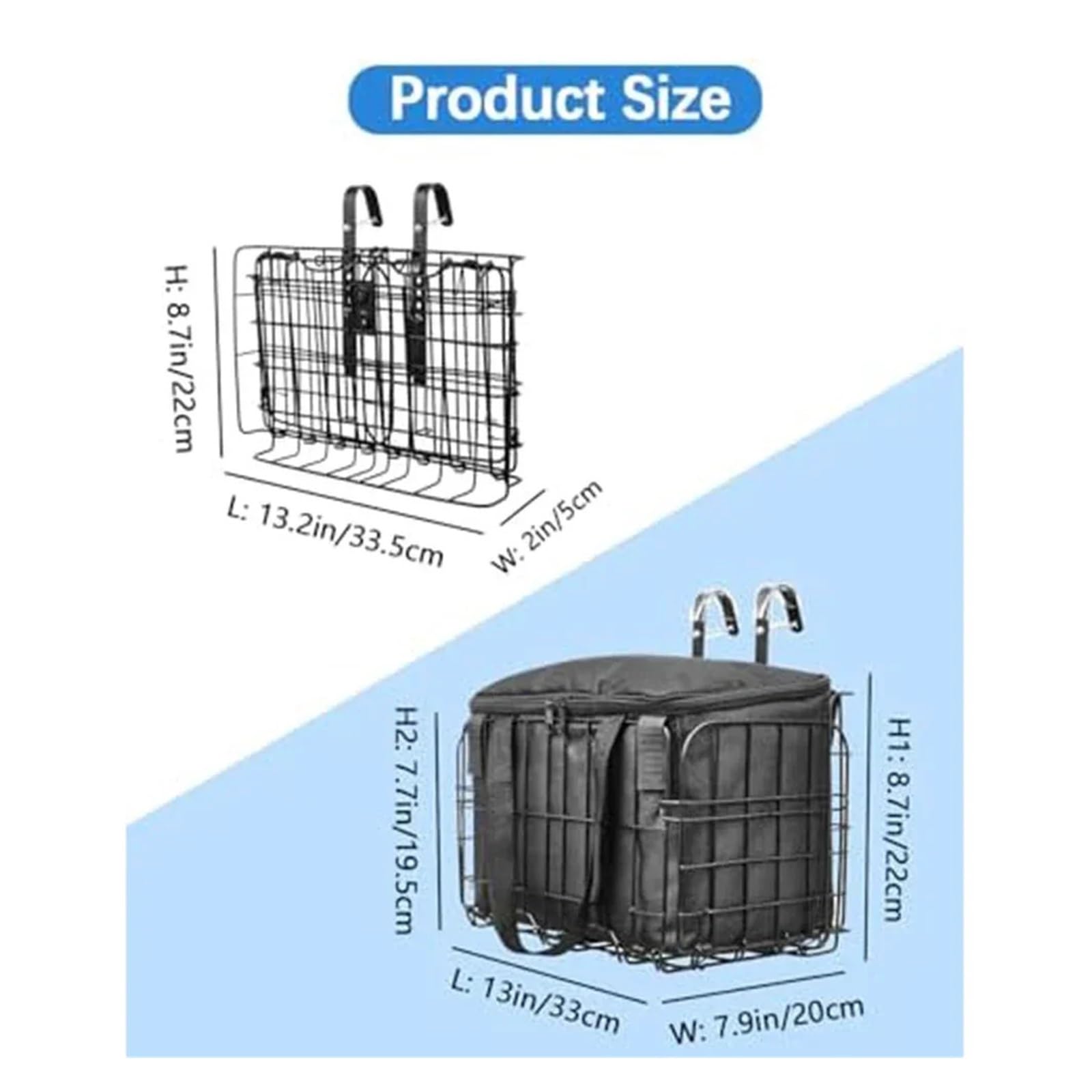 Koszyk rowerowy na rower górski, składany, wiszący, koszyk, przód i tył, przyczepkę z wyjmowaną wkładką, części rowerowe(Inner Bag Only)