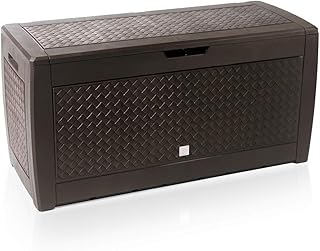 rg-vertrieb Garden Box Storage Box 310L Wicker Look Chest Box Garden Chest Boarde Cushion Box Garden Box (Brown)