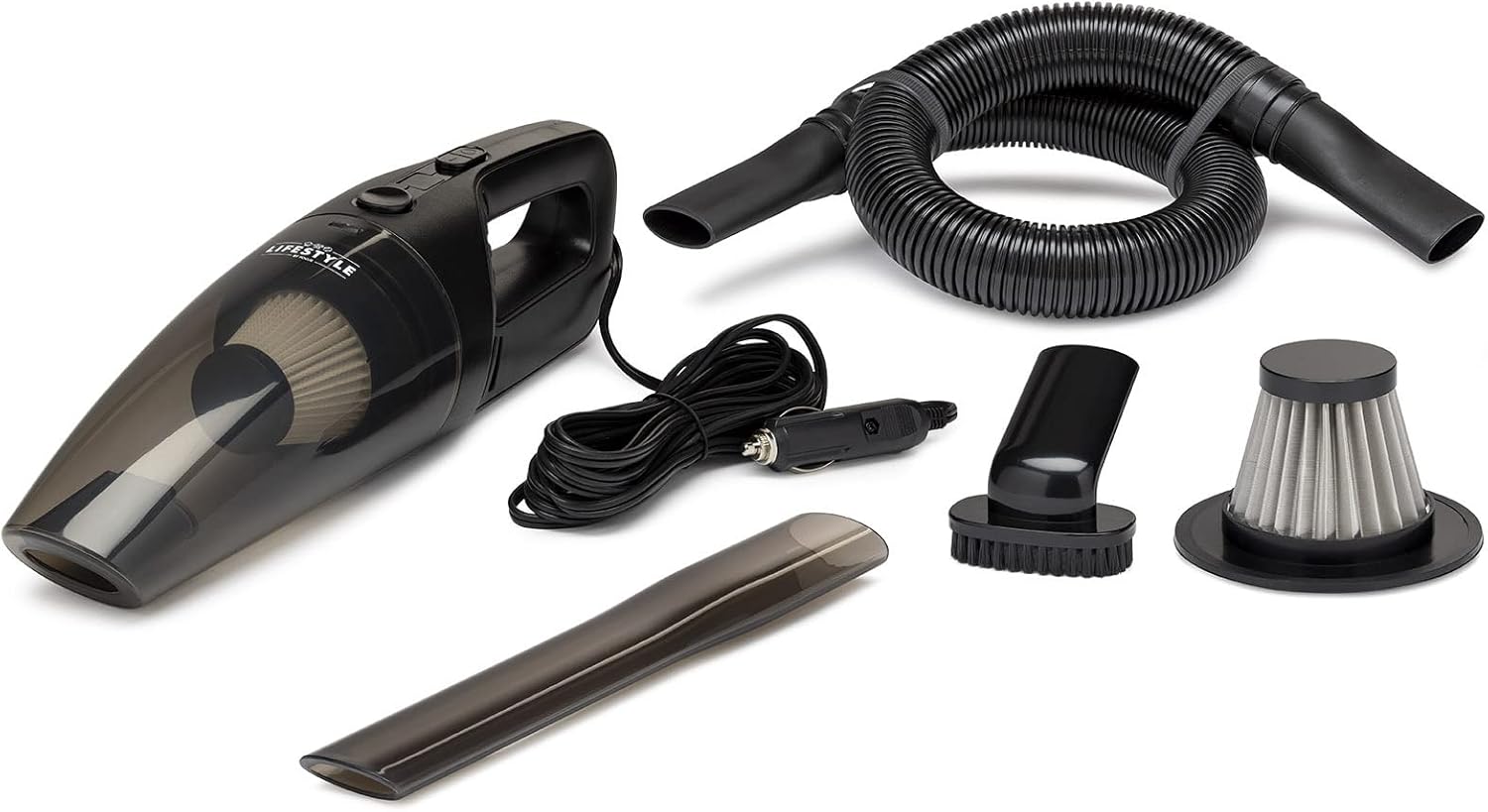 Lifestyle by Focus Car Storage and Vacuum Set - Includes Large Trunk Organizer, On-Seat Organizer, and 12V Portable Car Vacuum