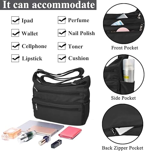 Miniatura 4 de VOLGANIK ROCK - Bolso RFID para mujeres, de tela, nailon, con múltiples bolsillos, para viaje