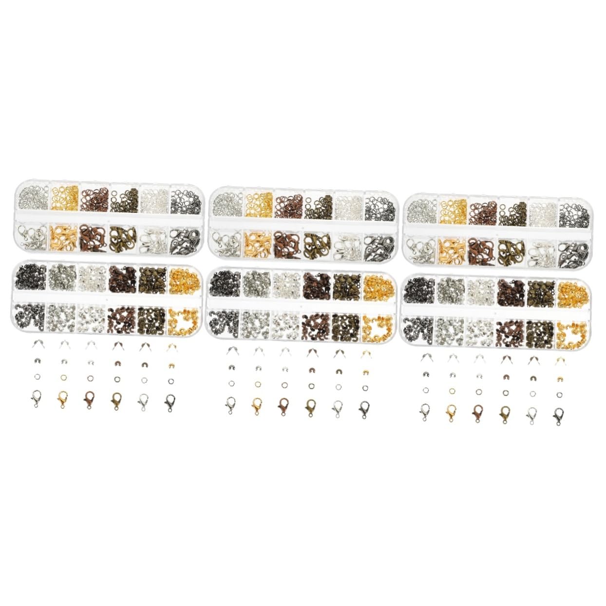 Tofficu 3 Set Tubo Di Posizionamento Dell'ornamento Materiali Per Gioielli Fatti A Mano Calotte Terminali Coprinodi Ciondolo Braccialetti Anelli Di Salto Aperti 782 Pezzi*3