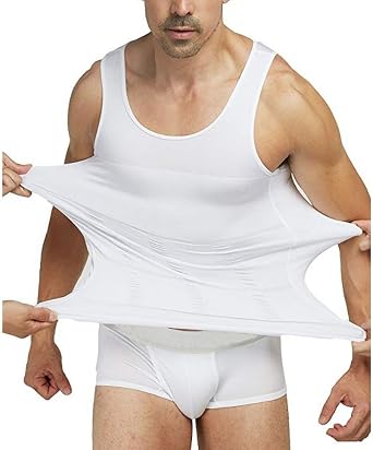 Shaperluv for Men, Men's Compression Slimming Vest & Body Shaper Tummy Control Compression Vest Top Belly Slimming Undershirt Masculine Tank Tops