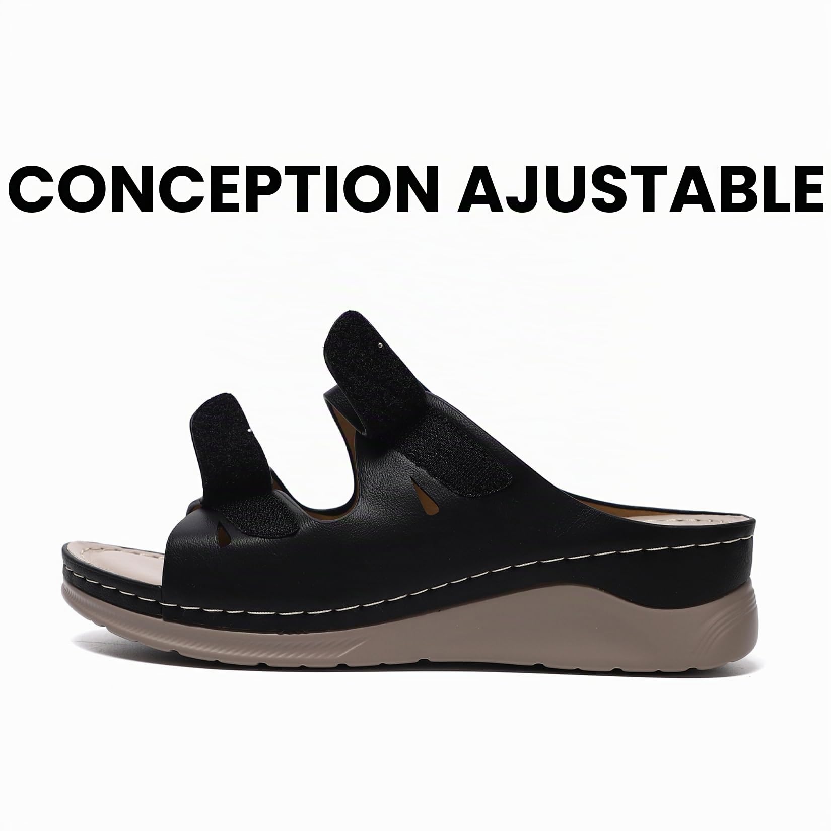 Sandales Femme Compensées Chaussons Bout Ouvert Plateforme Chaussures Orthopédique Pantoufles Léger Antidérapante Claquettes