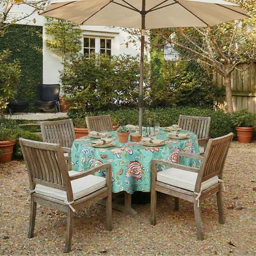 Image of EHouseHome Outdoor Indoor Tablecloth with Umbrella Hole for Oval Table,Waterproof Patio Table Cloths, Spring /Summer Table Covers with Zipper for Backyard Circular Table /BBQs /Picnic,60 x 84 inches
