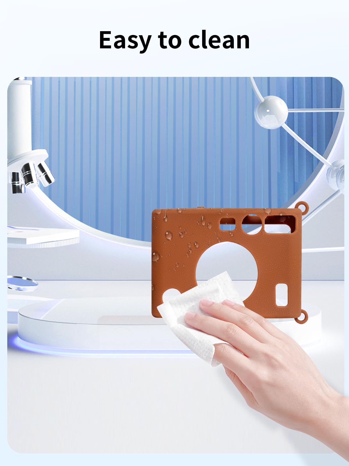 BOVUGAC Funda para cámara instantánea Fujifilm Instax Mini EVO, protección suave, funda de silicona para accesorios Instax Mini EVO, color marrón