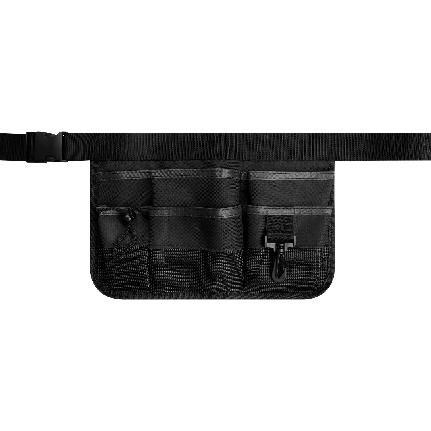Hopzab Black Garden Tool Belt, Large Waterproof Waist Bag With Multiple Pockets, Durable Oxford Cloth Utility Pouch For Home, Garage, Cleaning