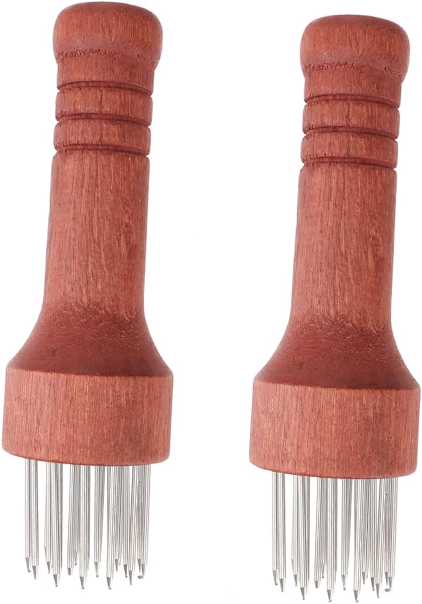 2Pcs Meat Tenderizing Needle Tool Stainless Steel Spikes with Handle for Flattening Chicken Beef Pork Easy to Clean Saving Meat Tenderizer for Juicy