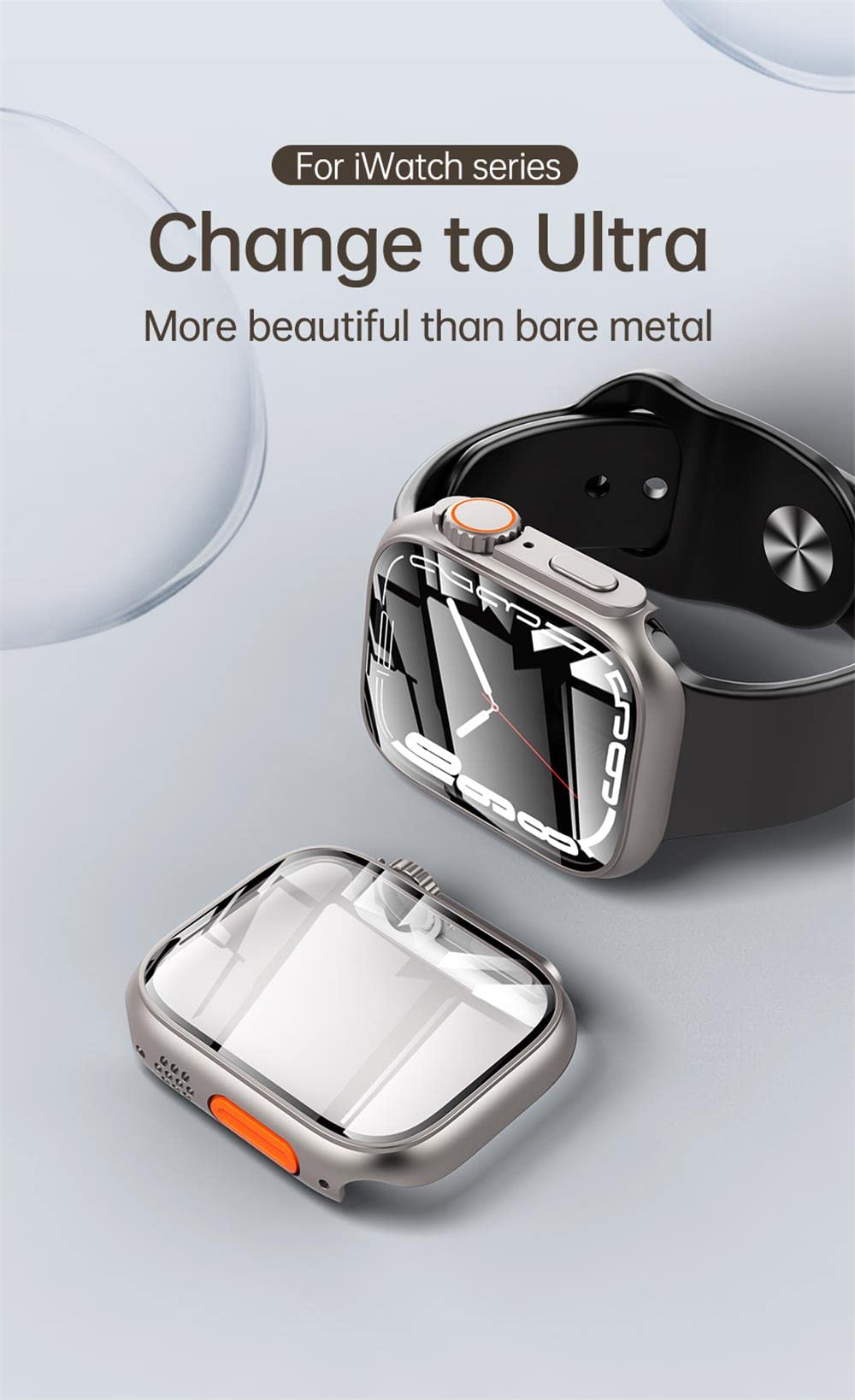 VeveXiao Compatible with Apple Watch Series 8 7 45mm Screen Protector Change to Ultra, PC Case Tempered Glass Film Bumper Protective Cover for iWatch 45mm Series 8 7, Red