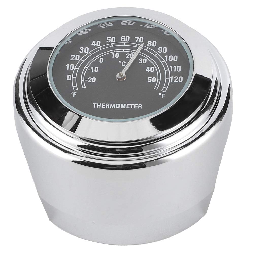 Motorrad-Lenkerthermometer 7/8 Zoll – Wasserdicht Mit Anti-Rutsch-Matte & Inbusschlüssel, Für 1-Zoll-Lenker, Alu Verchromt
