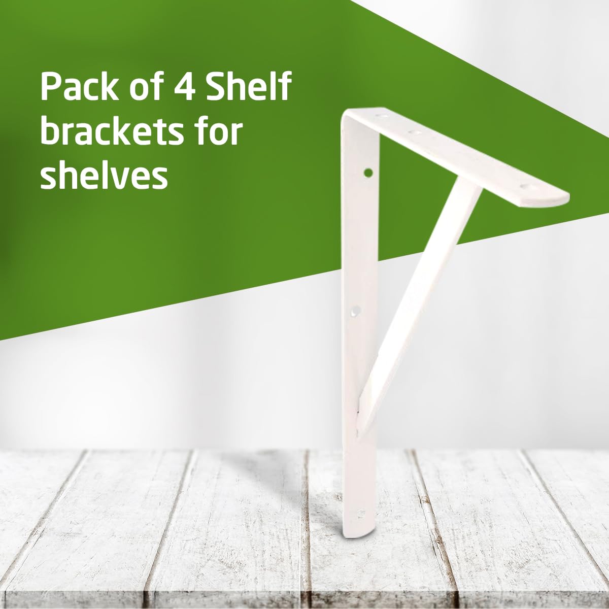 Amig - Pack of 4 Shelf Brackets Colour White - Bracket for Shelves 250 x 200 mm - Heavy-Duty Steel up to 330 kg - Image 2