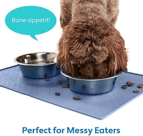 Miniatura 30 de MIGHTY MONKEY Tapete 100 % impermeable para comida para perros, bordes elevados, mantel individual de silicona para alimentación de mascotas