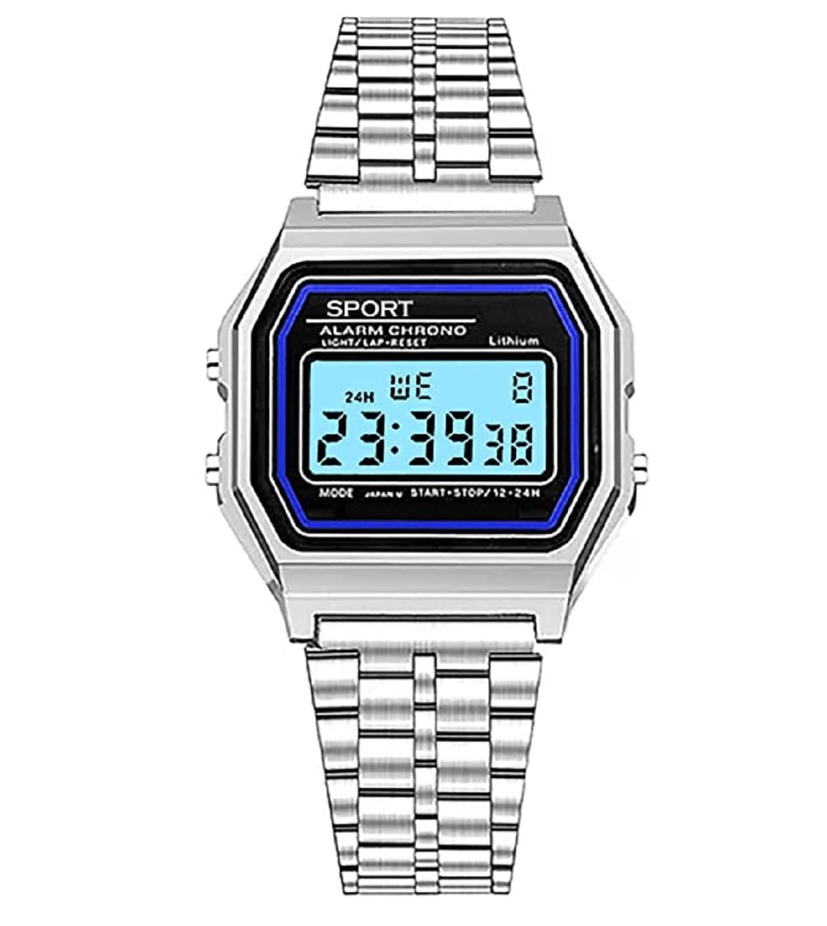 TYMU Vintage Digital Chain Strap Unisex Watch for Men & Women (Silver) (B0C5753CHS) Amazon Price History, Amazon Price Tracker